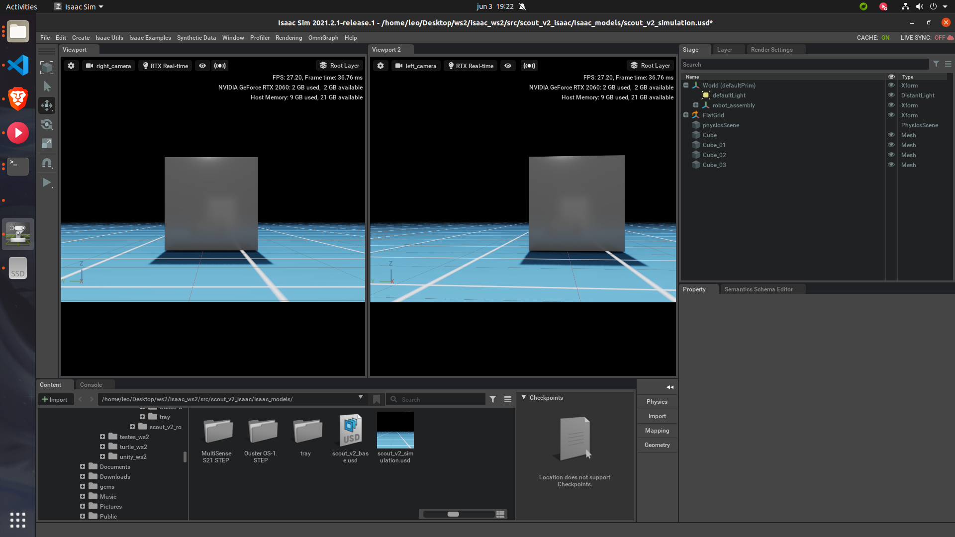 Scout v2 using isaac sim ros2 update sensors leonardo lima